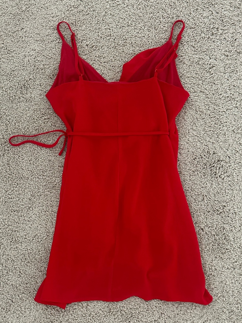 Everly Red Ruffle Wrap Mini Dress - Picture 2 of 4